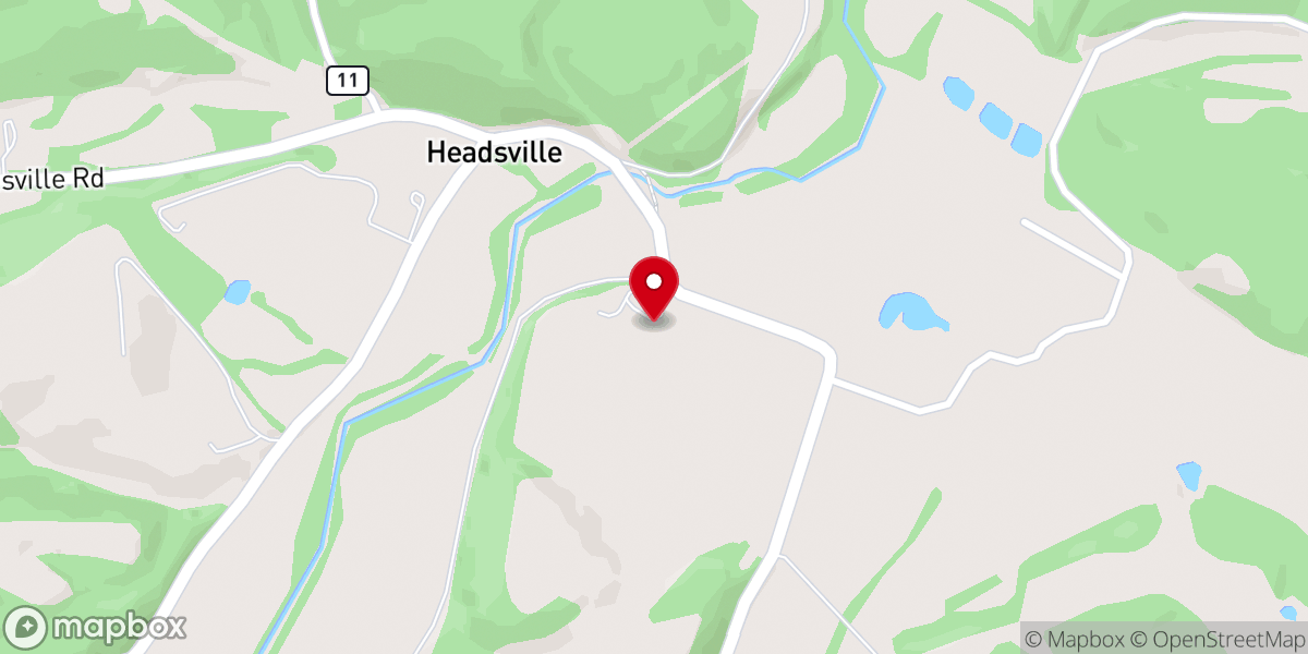 Map showing location of Headsville Church