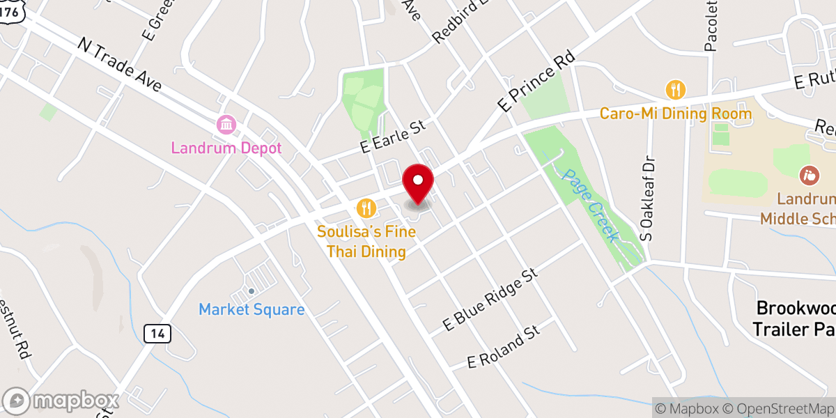 Map showing location of First Baptist Church Landrum