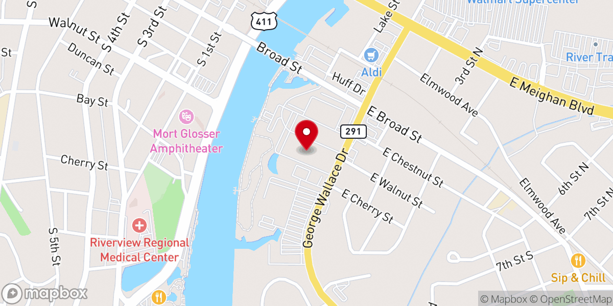 Map showing location of The Venue at Coosa Landing