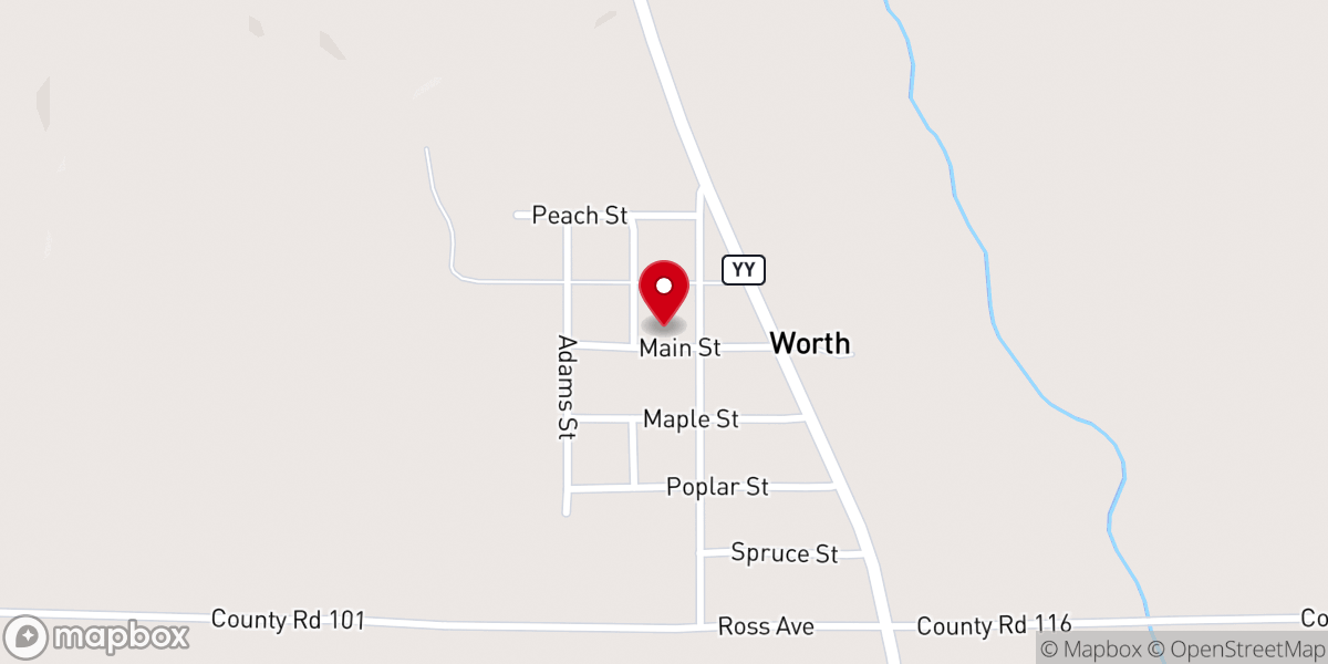 Map showing location of Worth Church of Christ