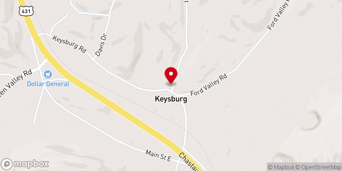 Map showing location of Holy Ghost Revival Center