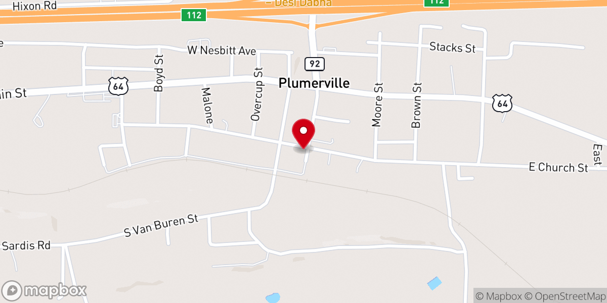 Map showing location of Plumerville Recorders Office