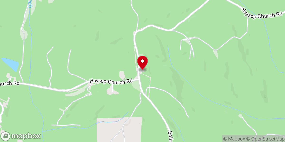 Map showing location of Haysop Missionary Baptist Church