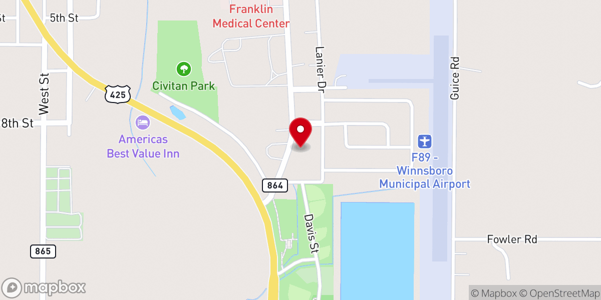 Map showing location of Winnsboro DMV Office