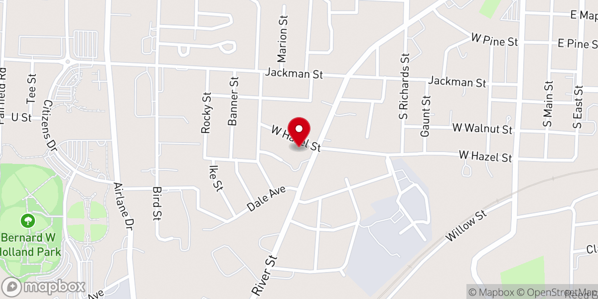 Map showing location of Gospel Light Baptist Church