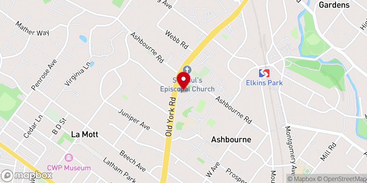 Map showing location of Temple Adath Jeshurun