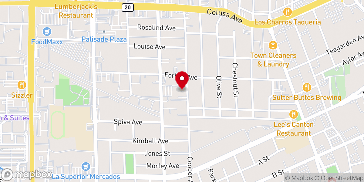 Map showing location of Cooper Avenue Baptist Church