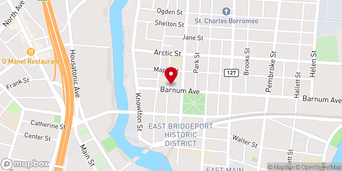 Map showing location of Hispanic Emanuel Baptist Church