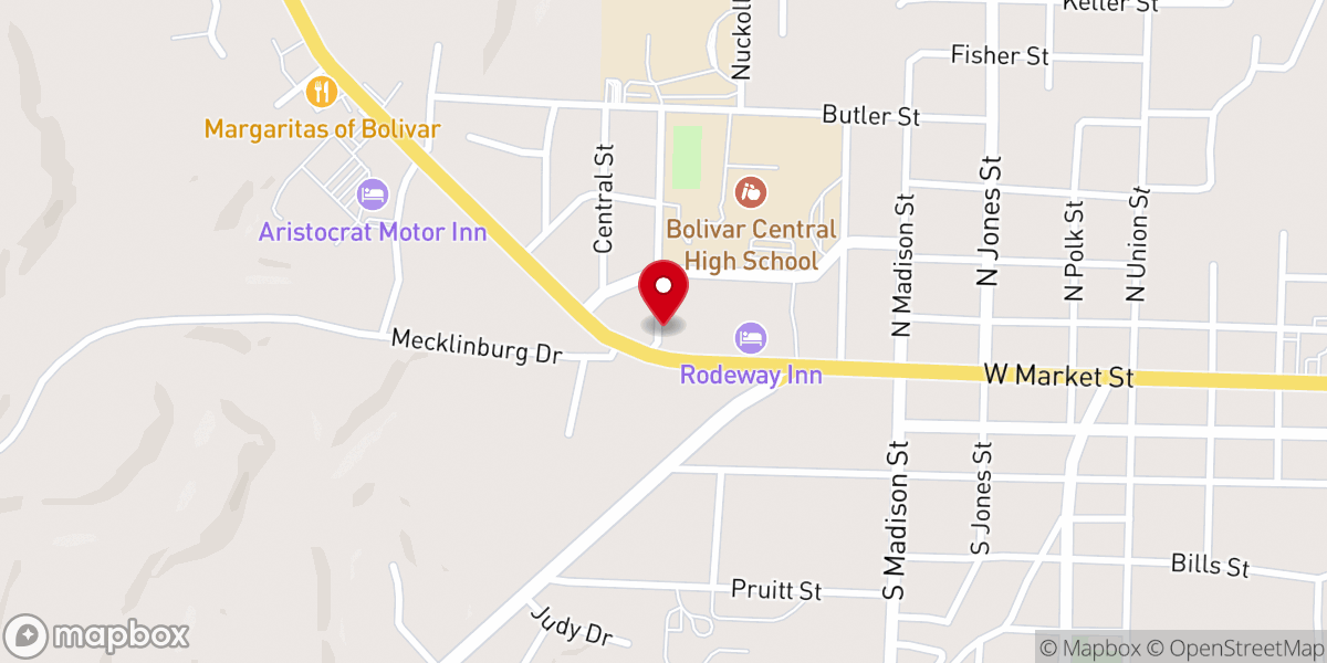 Map showing location of Bolivar Church of Christ