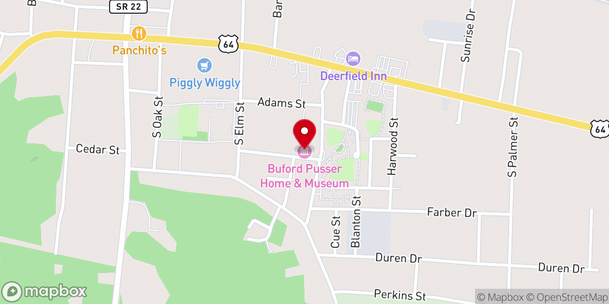 Map showing location of Buford Pusser Home & Museum
