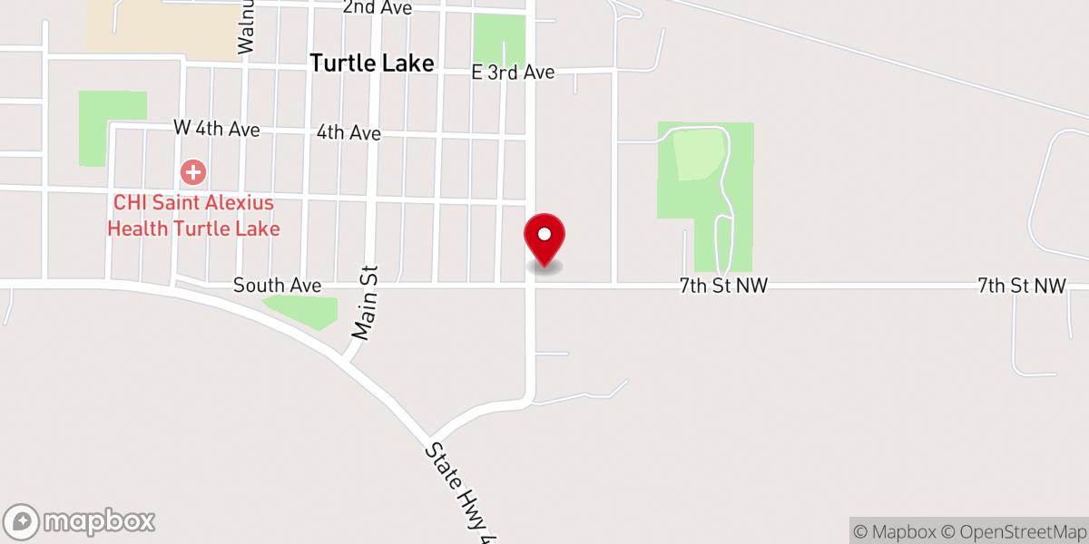 Map showing location of Turtle Lake Seventh-day Adventist Church