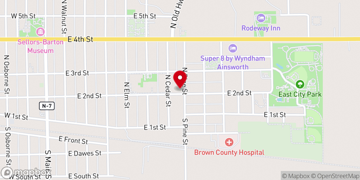 Map showing location of Assembly of God Church