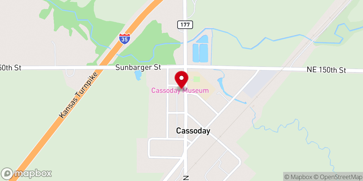 Map showing location of Cassoday Community Church