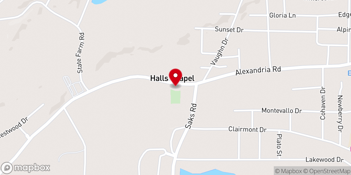 Map showing location of Hall Chapel Congregational Holiness Church