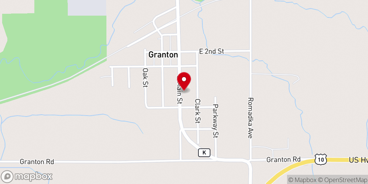 Map showing location of Granton United Methodist Church