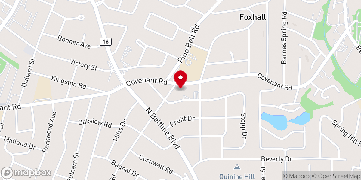 Map showing location of Covenant Presbyterian Church