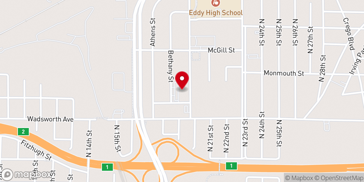 Map showing location of Bethel AME Church