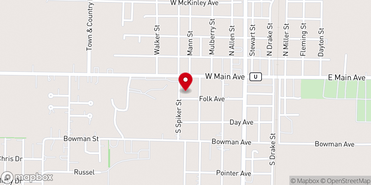 Map showing location of First Assembly of God Church