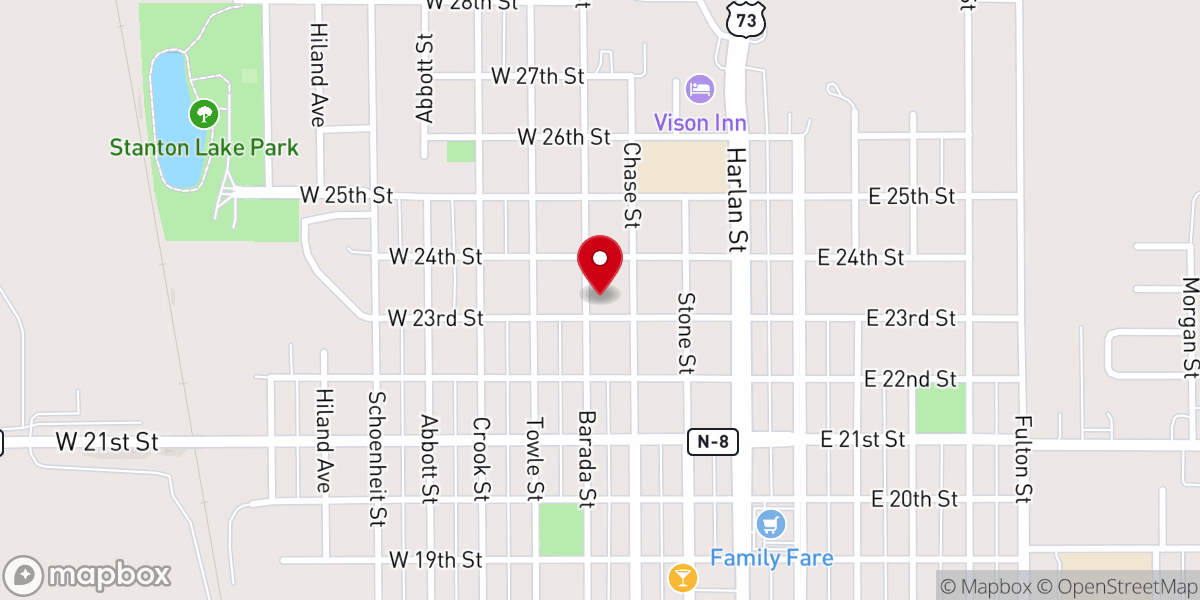 Map showing location of Christ Lutheran Church