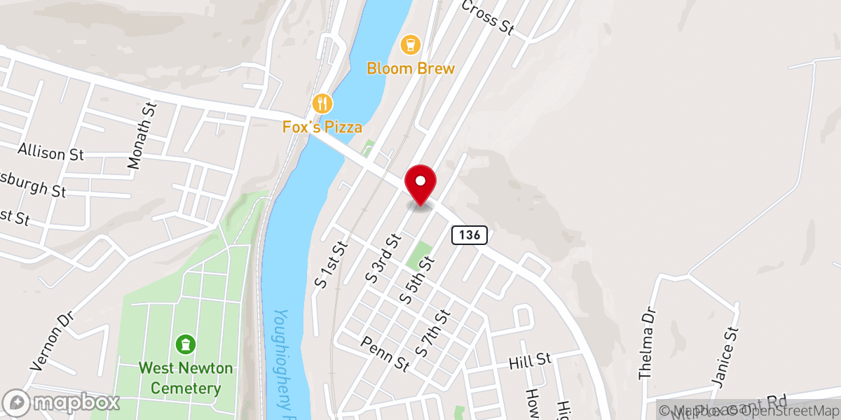 Map showing location of West Newton United Presbytrian