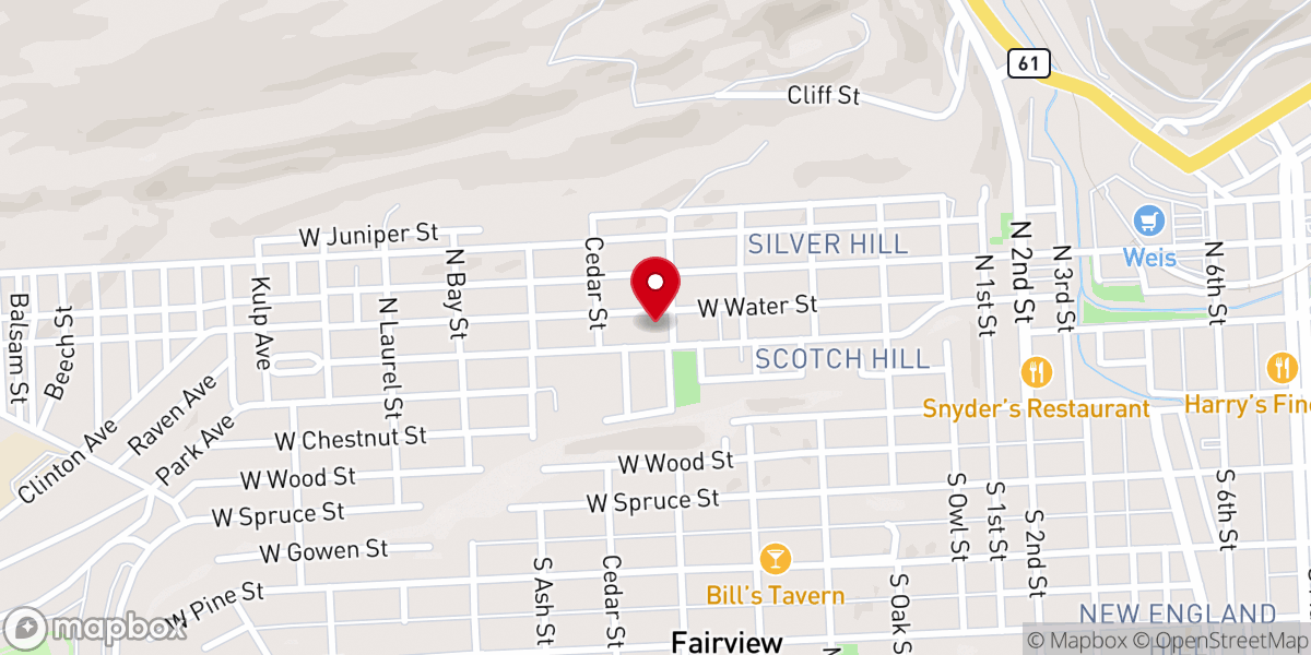 Map showing location of St. John's United Methodist Church