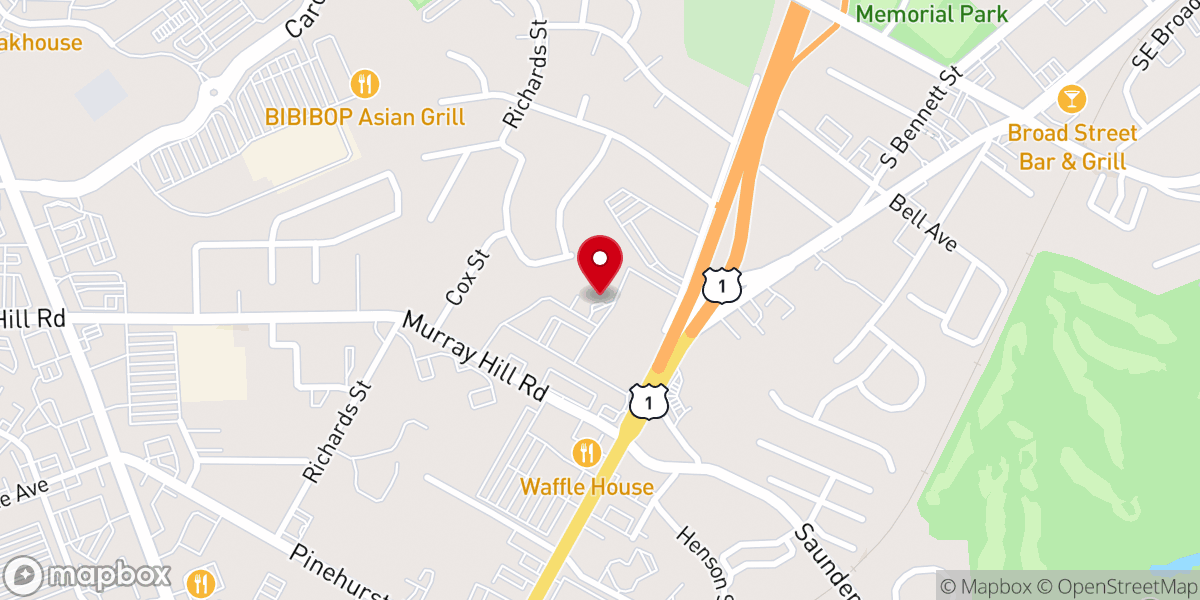 Map showing location of Grace Church - Southern Pines