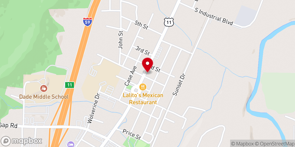 Map showing location of Trenton United Methodist Church