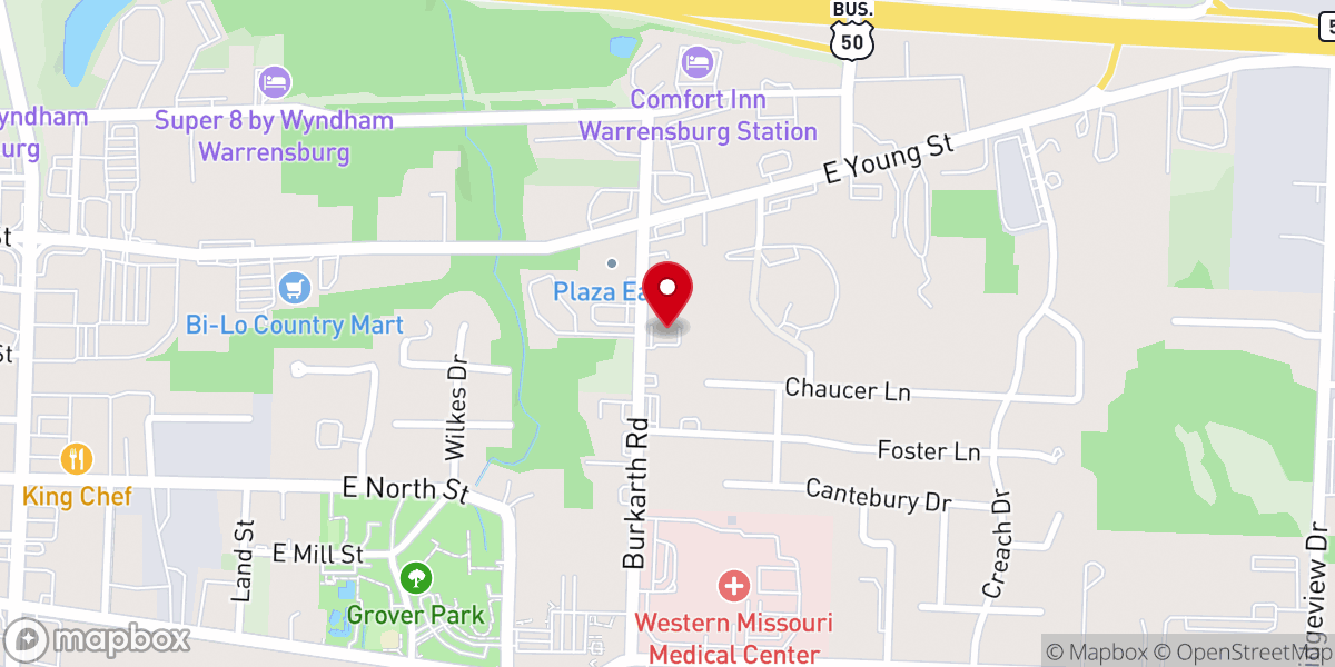 Map showing location of Encounter Church - Warrensburg