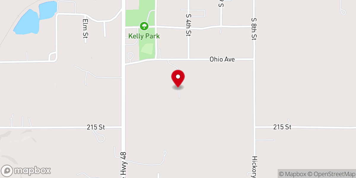 Map showing location of Red Oak Mennonite Church