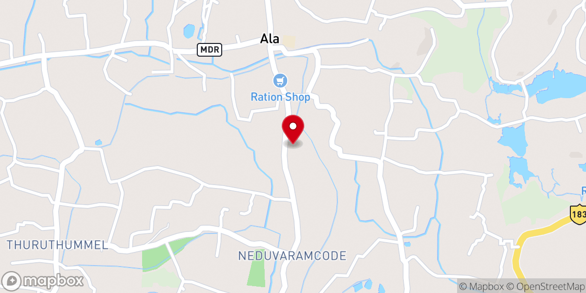 Map showing location of Christhuraja Malankara Catholic Church Ala