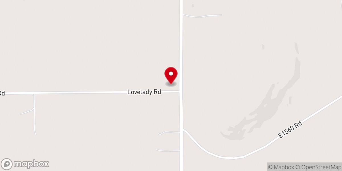 Map showing location of Lovelady Baptist Church