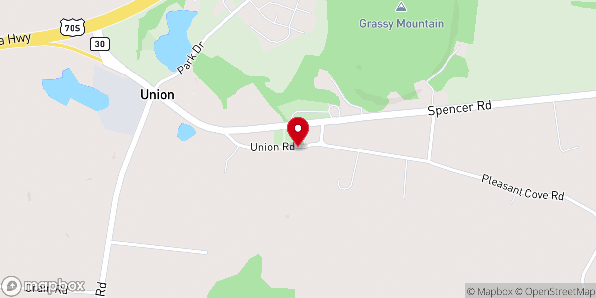 Map showing location of New Union Church