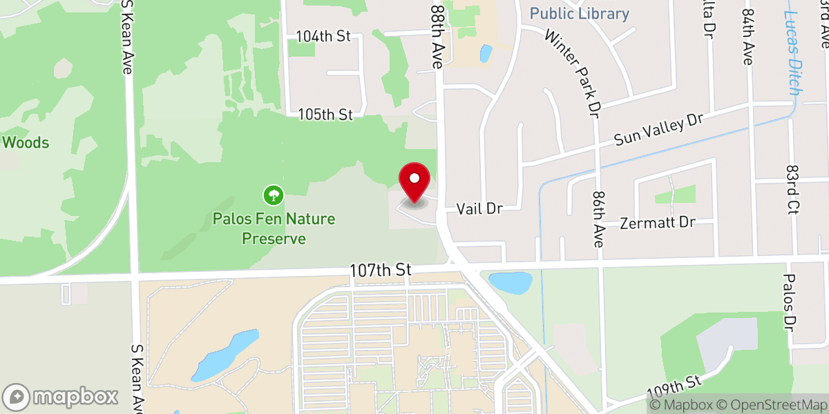 Map showing location of Palos Hills Christian Assembly