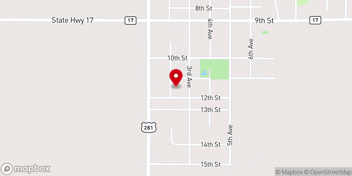 Map showing location of Assembly of God Church