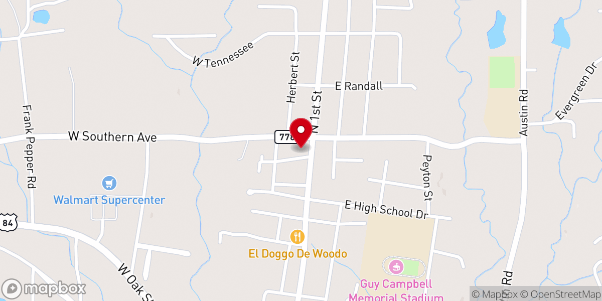 Map showing location of Christ Temple Pentecostal Church