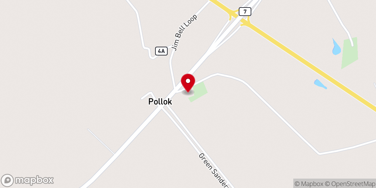 Map showing location of Pollok Baptist Church