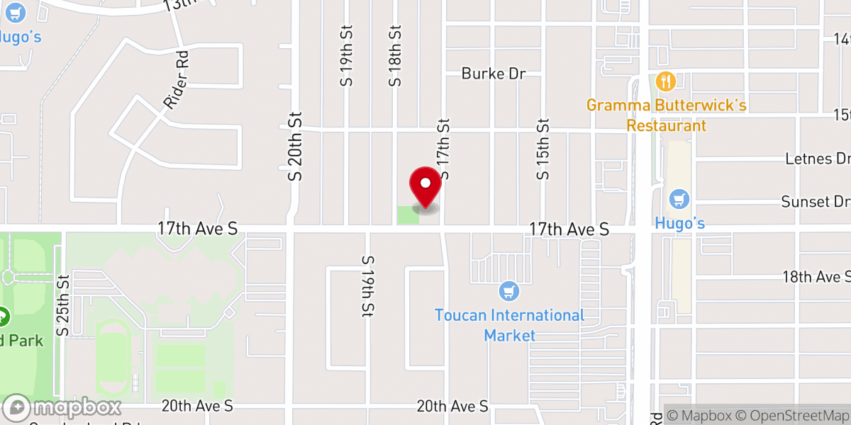 Map showing location of Bethel Lutheran Church