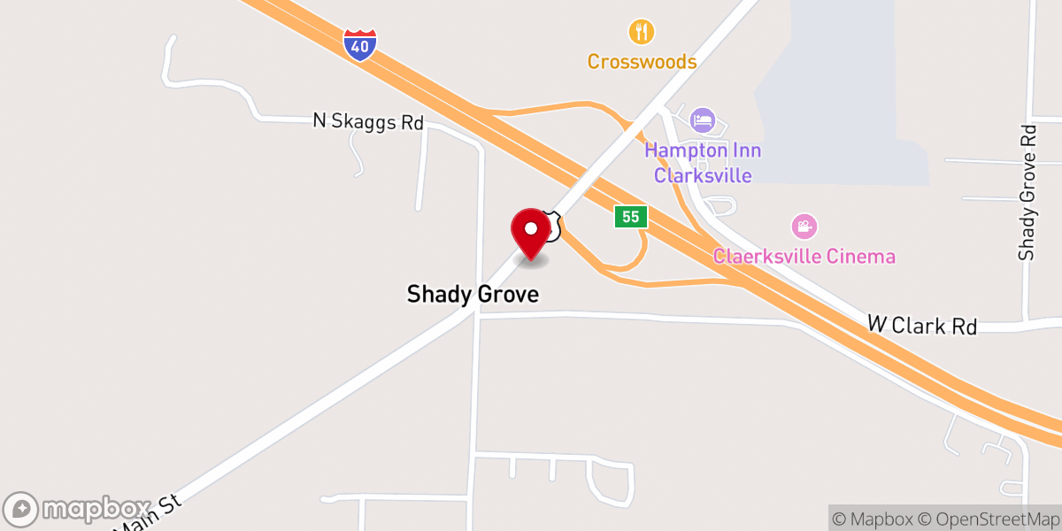 Map showing location of Clarksville Tiger Mart