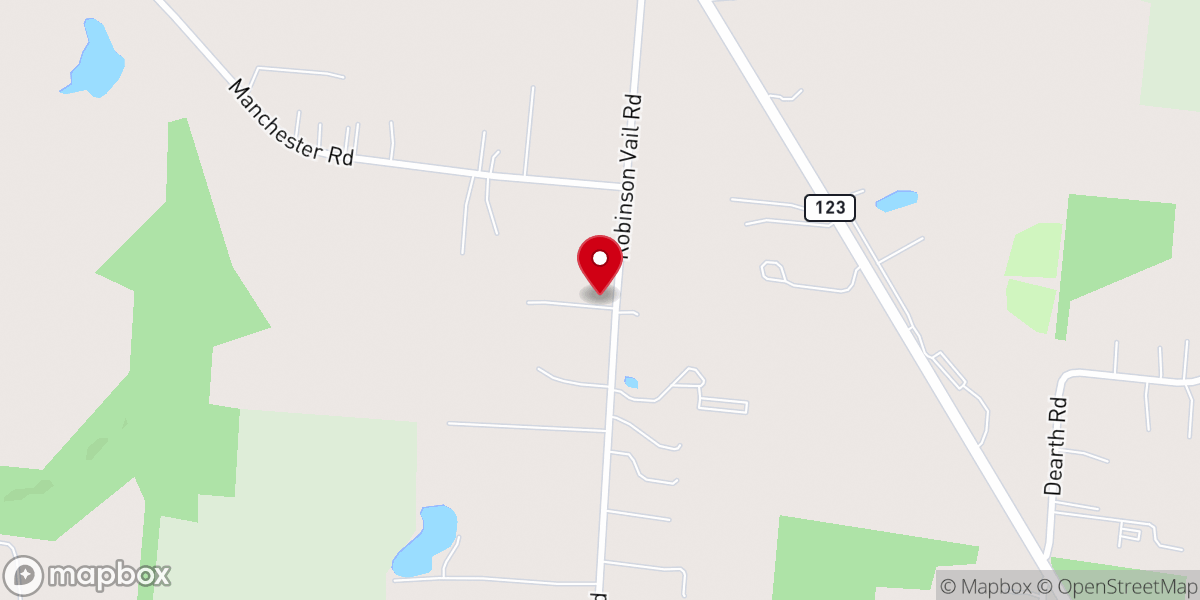 Map showing location of Robinson Vail Rd. Pentecostal Holiness Church