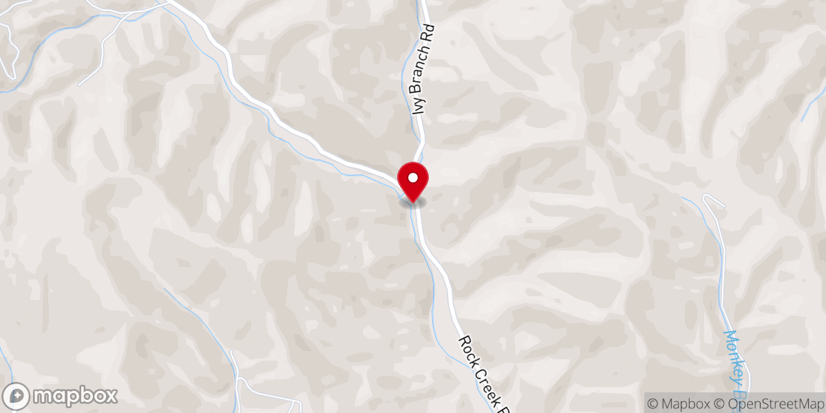 Map showing location of Rock Creek Baptist Church