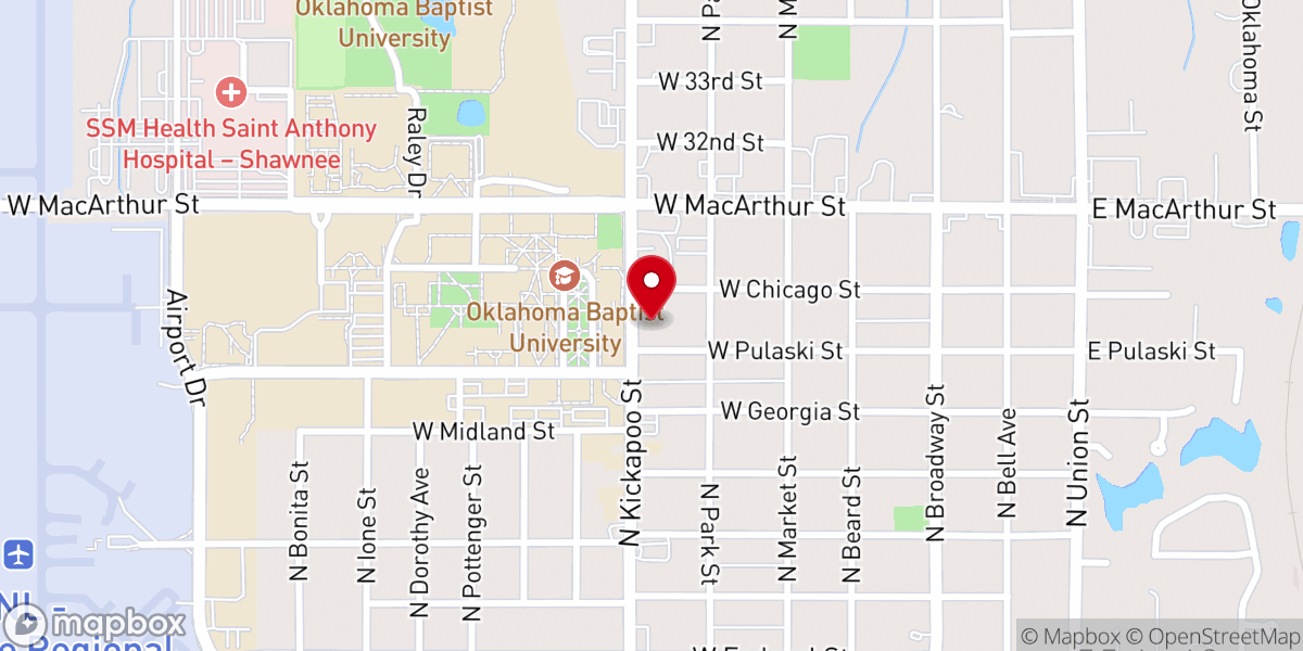 Map showing location of University Baptist Church
