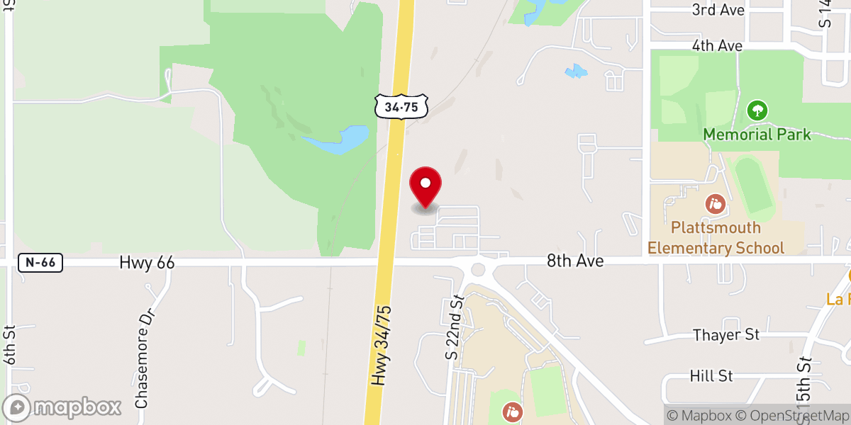 Map showing location of Twisted Thunder Fireworks - Plattsmouth