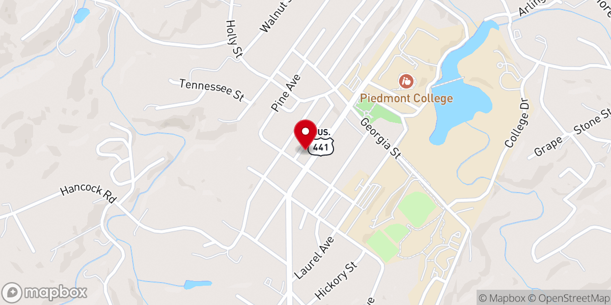 Map showing location of Demorest Baptist Church
