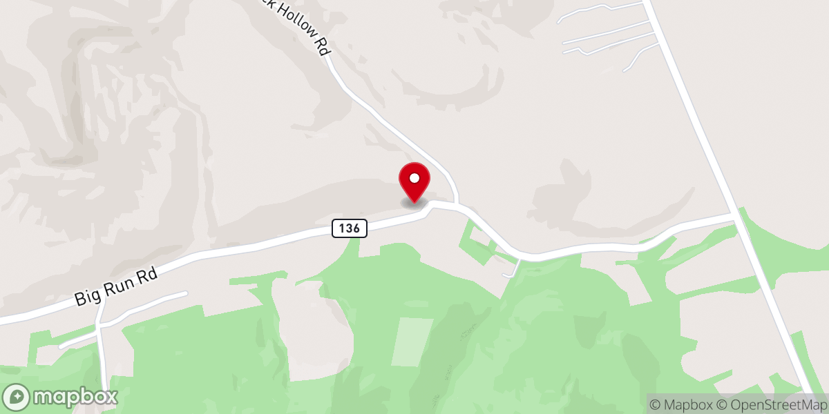 Map showing location of Big Run United Baptist Church