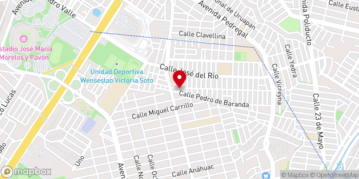 Map showing location of Templo de San Estanislao Kostka