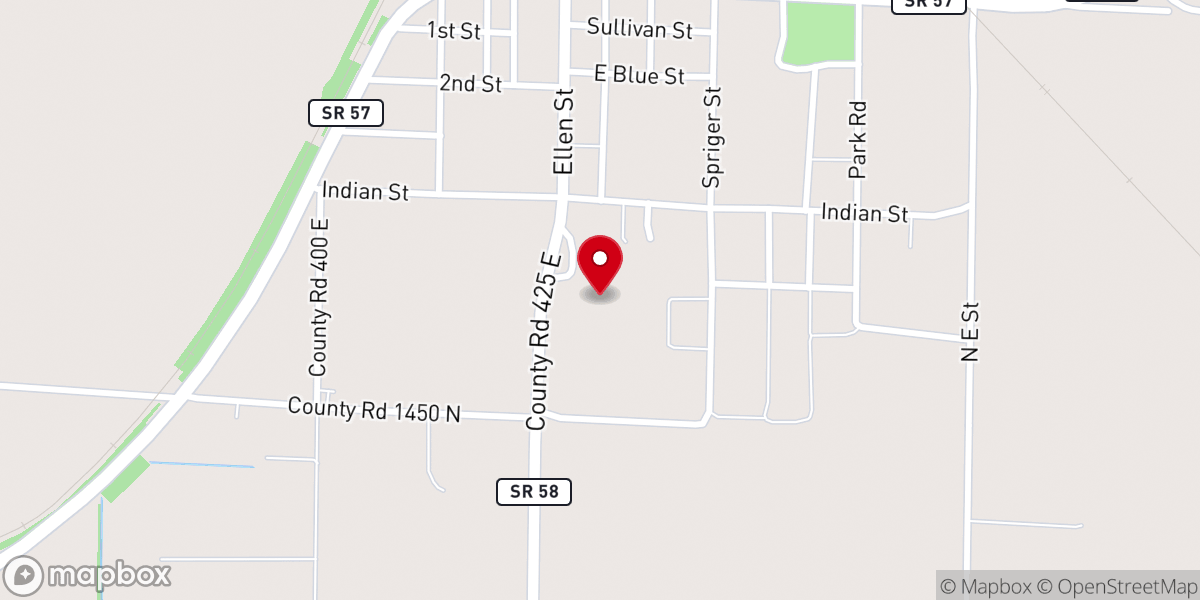 Map showing location of Elnora Bible Institute