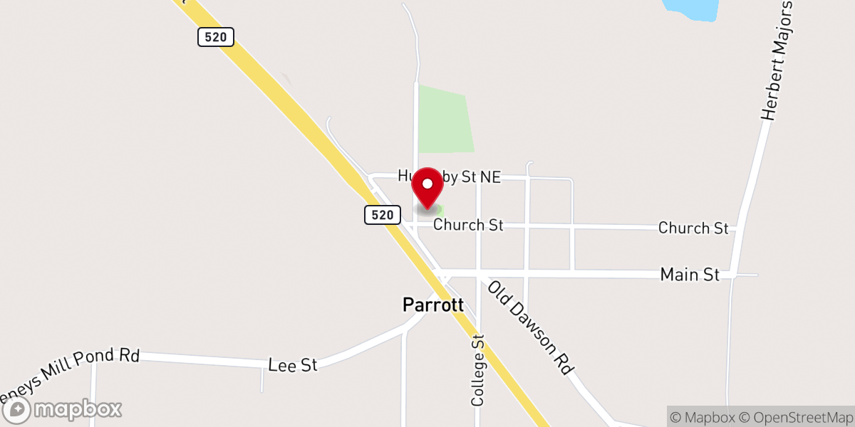 Map showing location of Parrott Baptist Church
