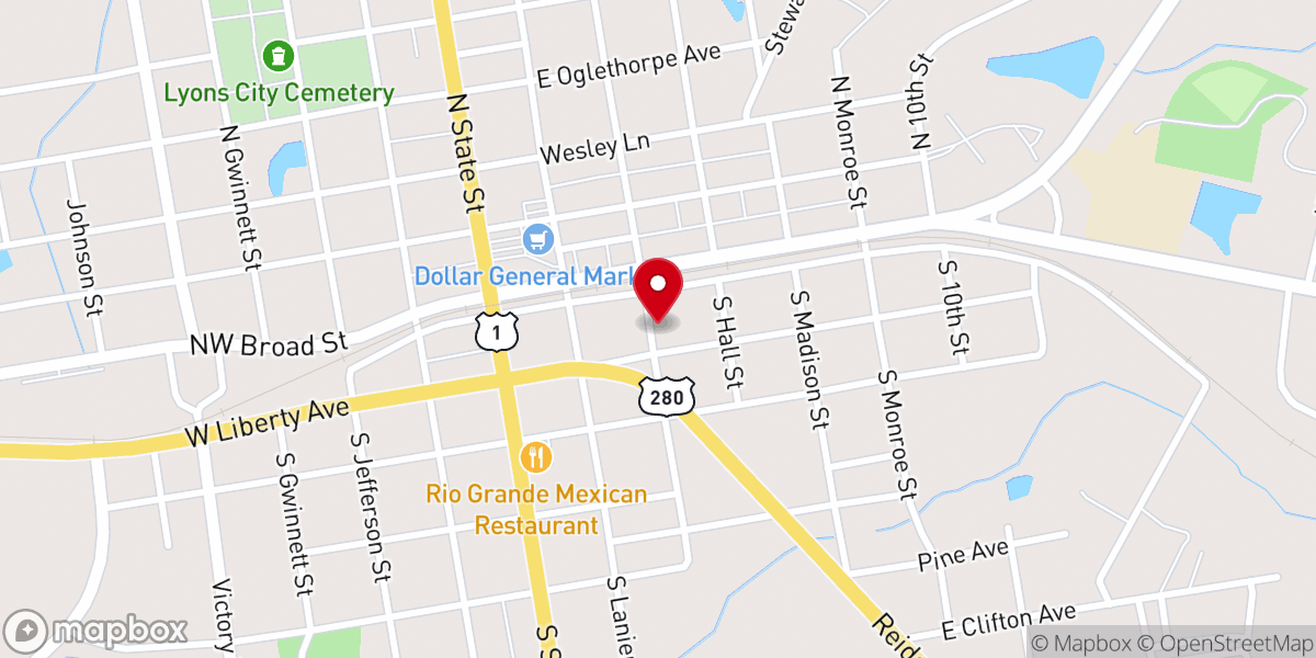 Map showing location of Primera Iglesia Bautista