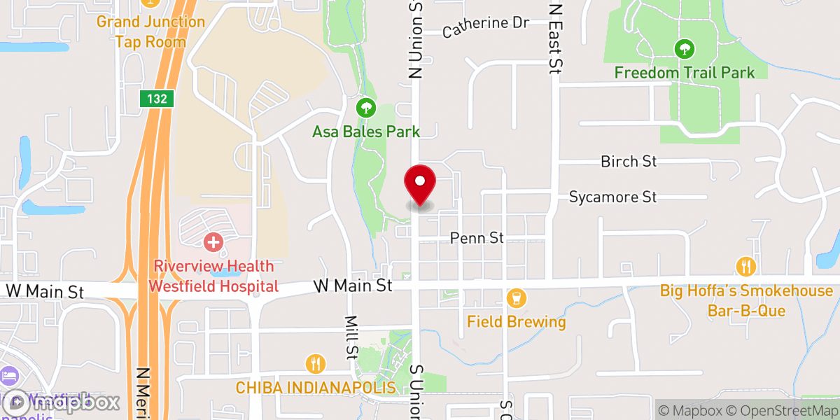 Map showing location of Basile Westfield Playhouse, WESTFIELD, IN