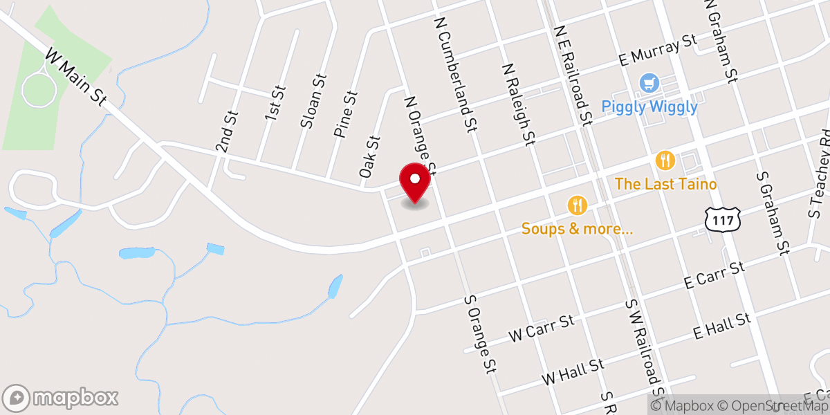 Map showing location of First Baptist Church of Wallace